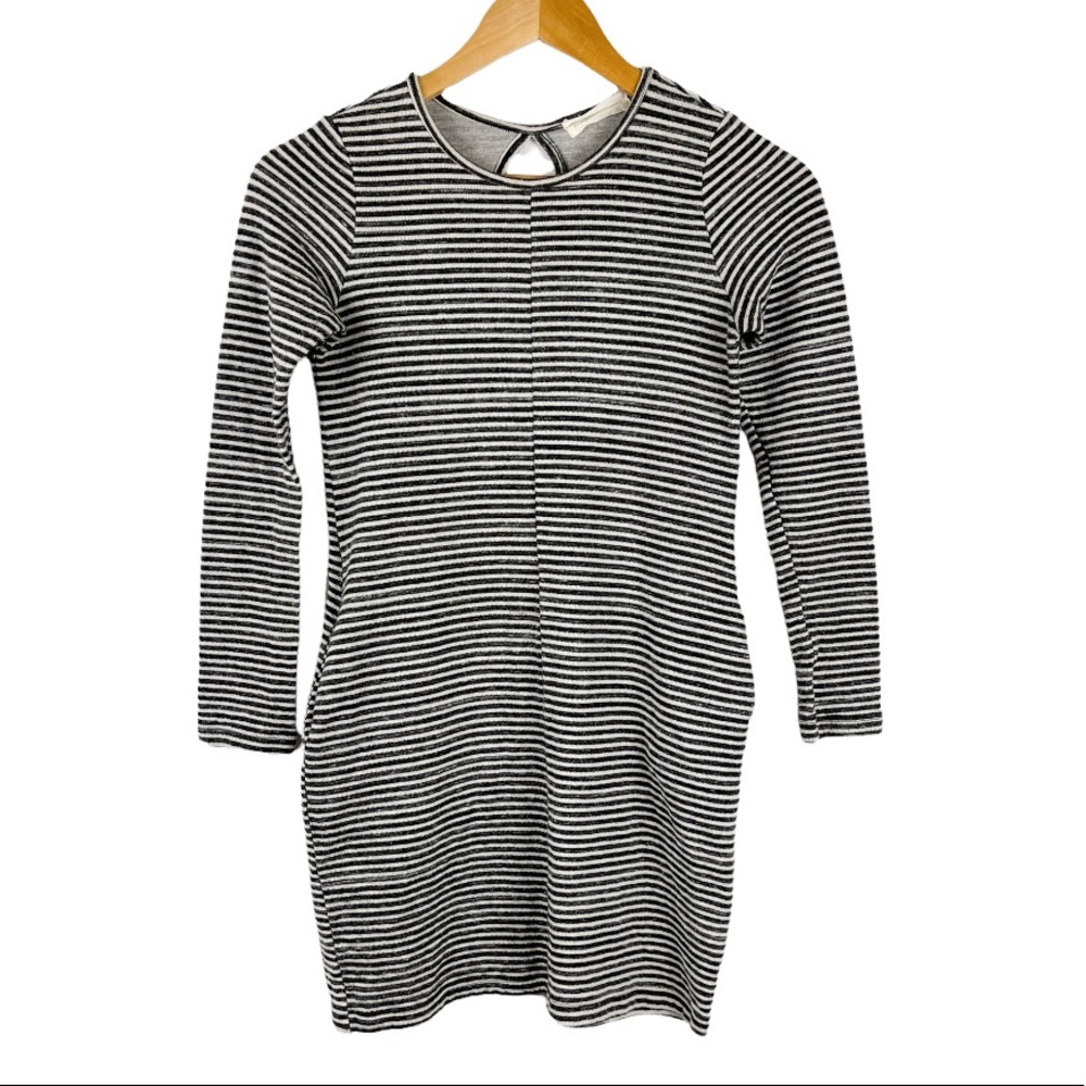 Trouble At The Mill Striped Long Sleeve Mini Dress With Pockets Size Small